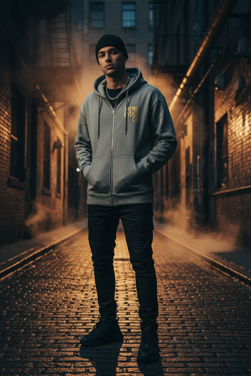 Classic Zip Hoodie — Trendy Ryder Co – Grey