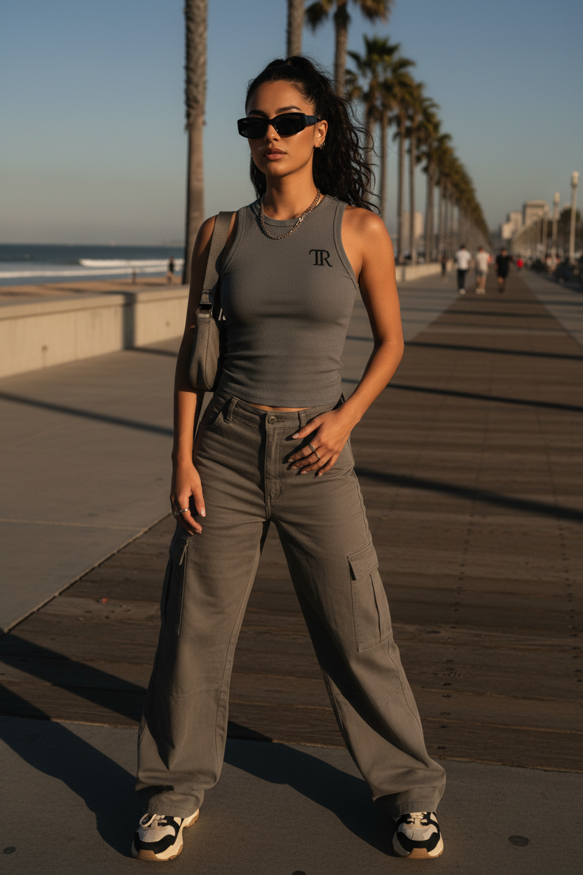 Women's Tank Top - Beach promenade lifestyle shot