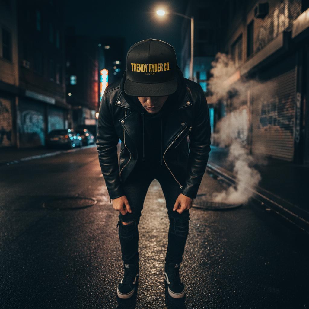 Trendy Ryder Co Flat Bill Cap — Black