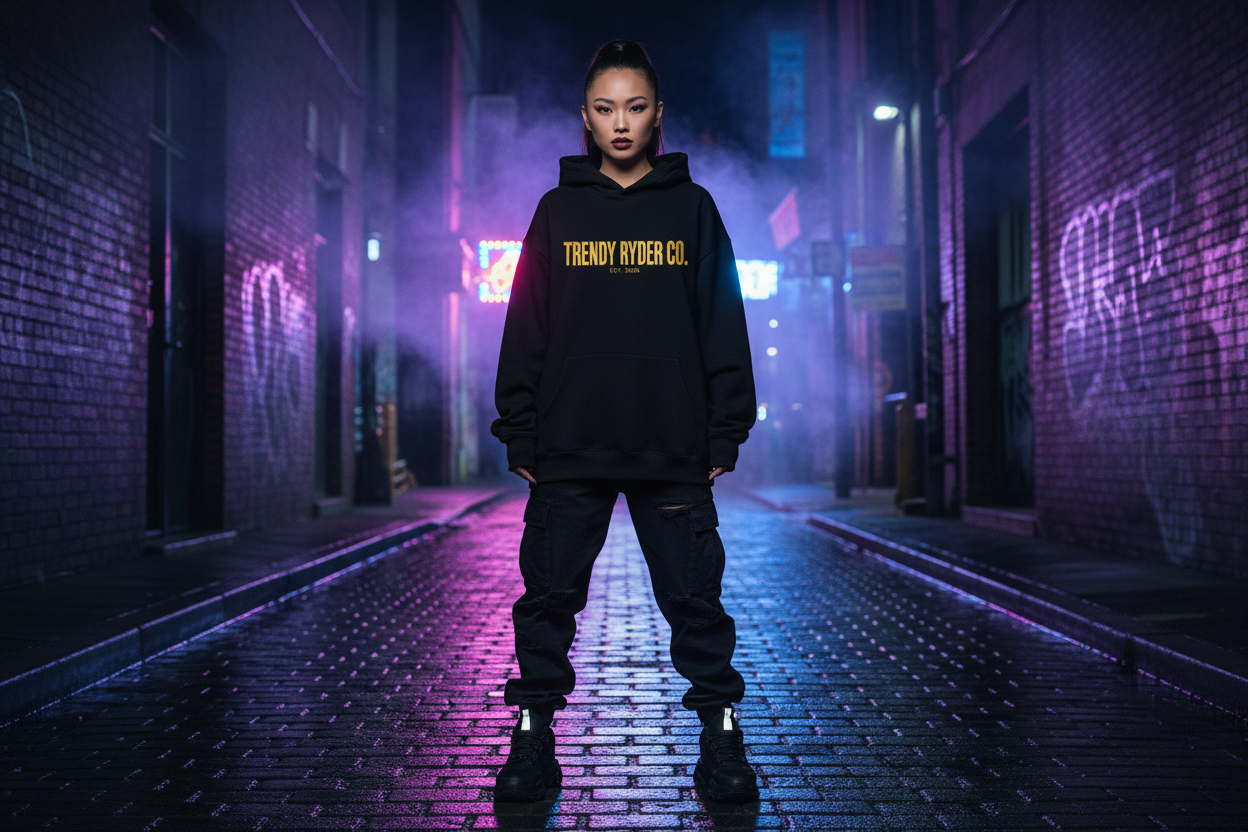 Woman wearing Women's Hoodie - Trendy Ryder Co.