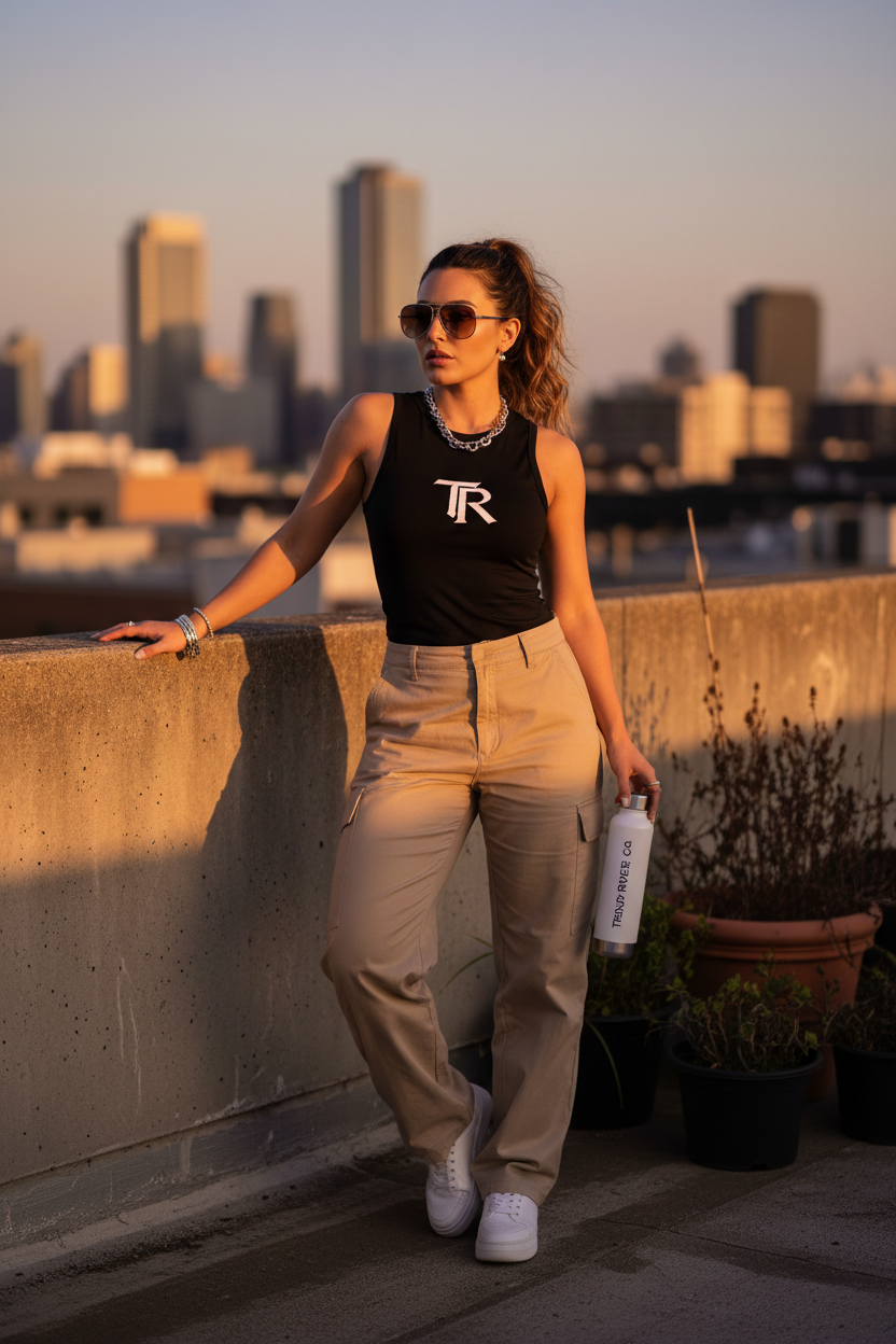 Women's Tank Top - Rooftop golden hour editorial